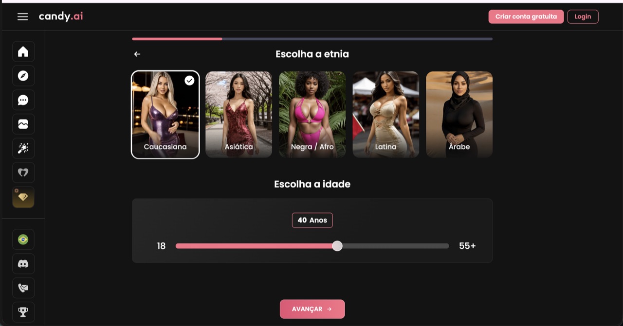 Candy.ai: opções de personalização da namorada de IA